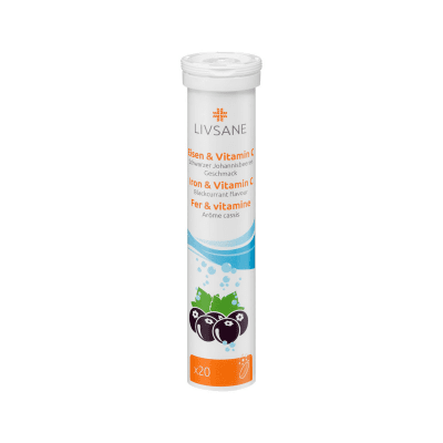 LIVSANE geležies ir Vitamino C šnypščiosios tabletės N20