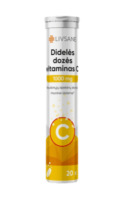 LIVSANE 1000 mg Vitamino C šnypščiosios tabletės N20