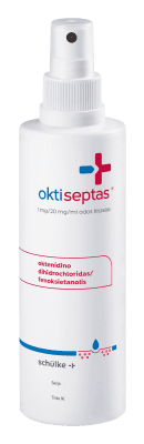 Oktiseptas 1 mg/20 mg/ml odos tirpalas 250 ml