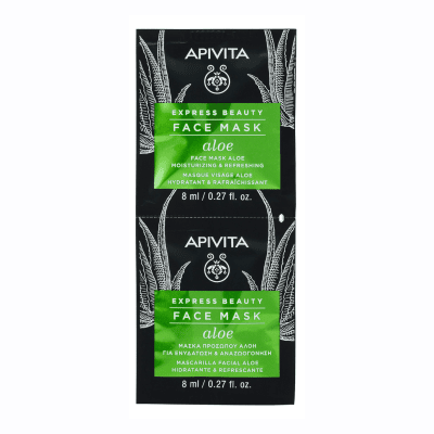 APIVITA drėkinamoji veido kaukė su alavijais EXPRESS BEAUTY 2 x 8 ml