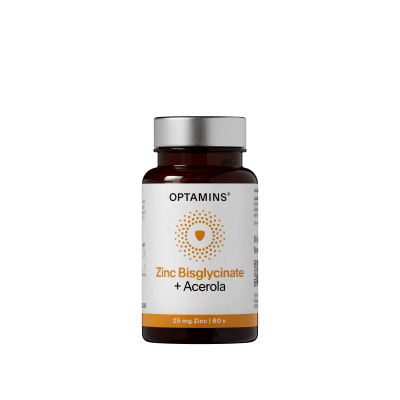 OPTAMINS cinko glicinatas 25mg, su acerolos vaisių kompleksu imunitetui, N60