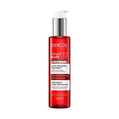 VICHY DERCOS COLLAGEN 17 FILLER, intensyvaus povoveikio koncentratas prieš šampūną, 150 ml