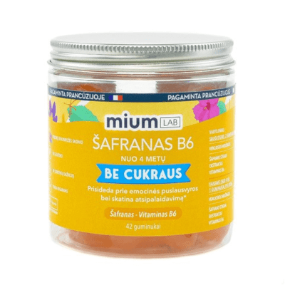 MIUM Lab Maisto papildas ŠAFRANAS B6. Be cukraus. Guminukai , N42