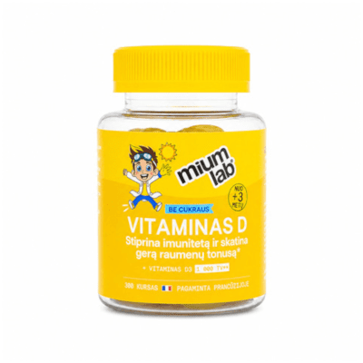MIUM Lab Maisto papildai KIDS VITAMINAS D. Be cukraus. Guminukai, N30