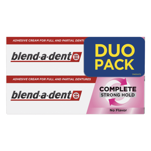 Fiksuojamasis dantų protezų kremas BLEND A DENT Complete Strong Hold, No Flavor, 2x47 g