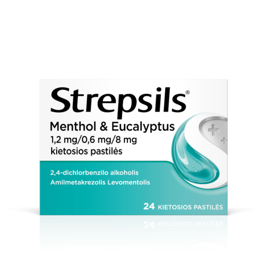 Strepsils Menthol & Eucalyptus 1,2 mg/0,6 mg/8 mg kietosios pastilės N24