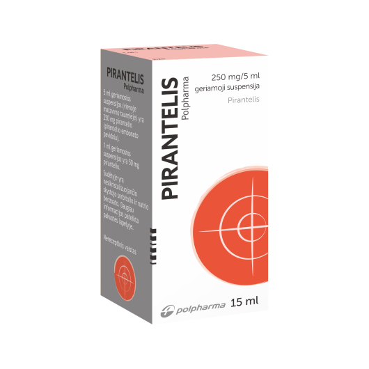 PIRANTELIS Polpharma 250 mg/5 ml geriamoji suspensija 15 ml