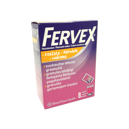 FERVEX 280mg/10mg/100 mg vaikams granulės geriamajam tirpalui N8