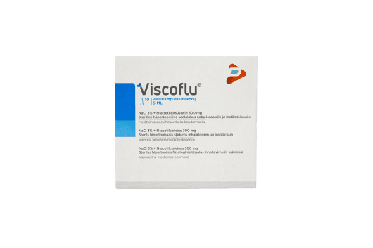 VISCOFLU sterilus hipertoninis fiziologinis tirpalas inhaliavimui ir lašinimui 5 ml, N10