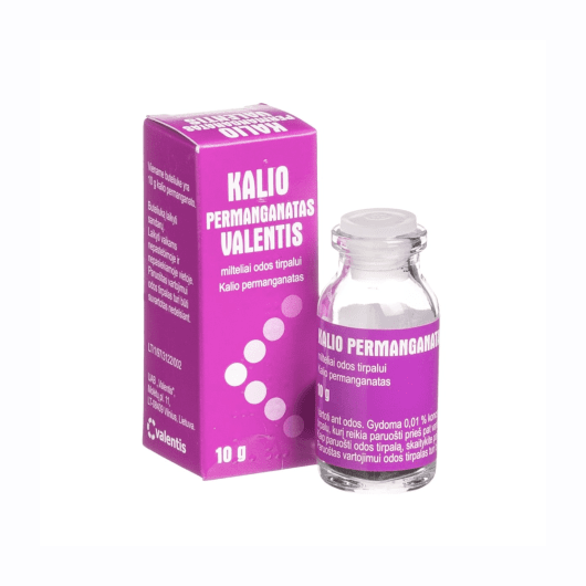 Kalio permanganatas VALENTIS milteliai odos tirpalui 10 g