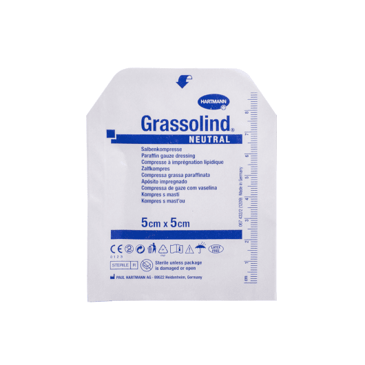 Grassolind neutral sterilus tinklelinis tvarstis, 5 x 5 cm, N1