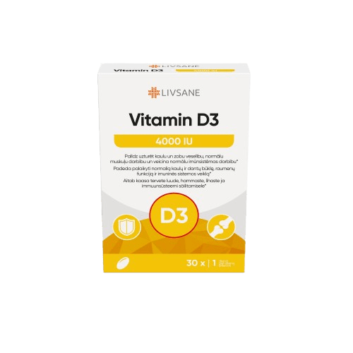 LIVSANE vitamino D3 4000 kapsulės, N30