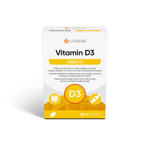 LIVSANE vitamino D3 4000 kapsulės, N60