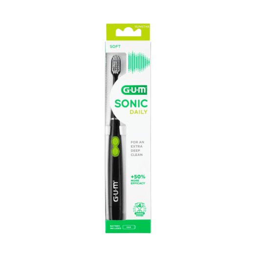 GUM SONIC DAILY dantų šepetėlis (su baterija), juodos spalvos