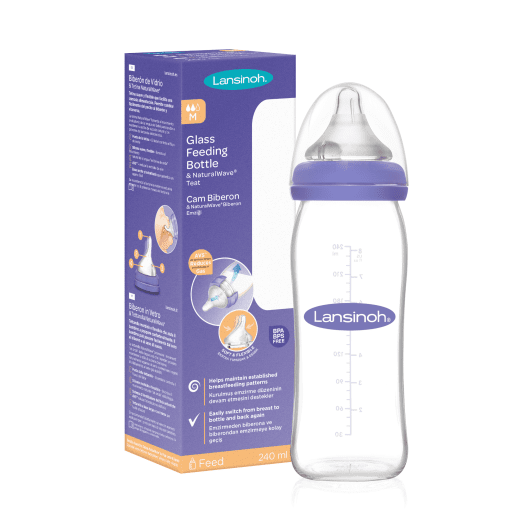 Lansinoh stiklinis maitinimo buteliukas su žinduku 240 ml
