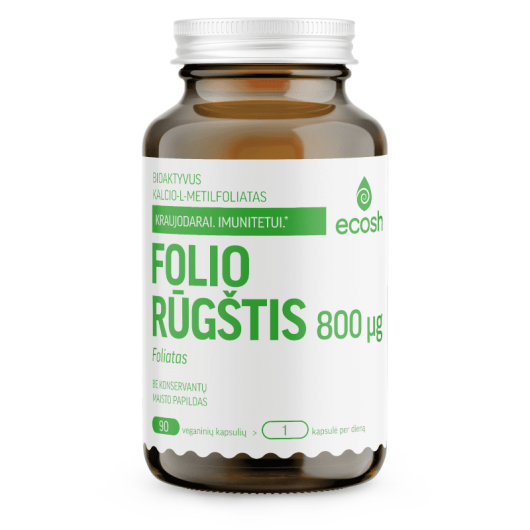ECOSH bioaktyvi folio rūgštis, foliatas 800µg, N90