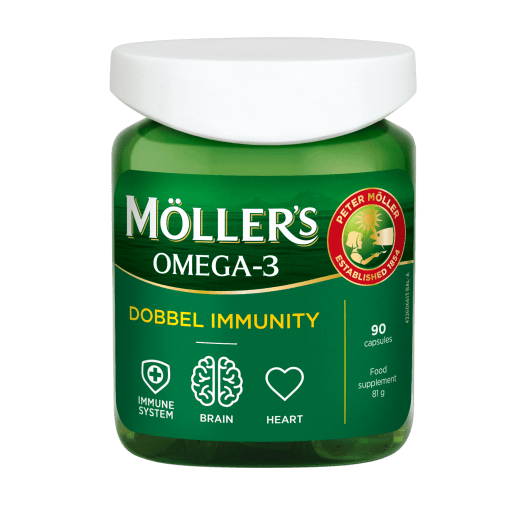 MOLLERS OMEGA-3 Dobbel Immunity kapsulės, N90 