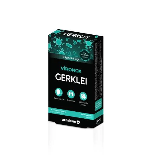 VIRONOX GERKLEI  Maisto papildas Su saldikliais  20 čiulpiamųjų tablečių  Miško vaisių skonio