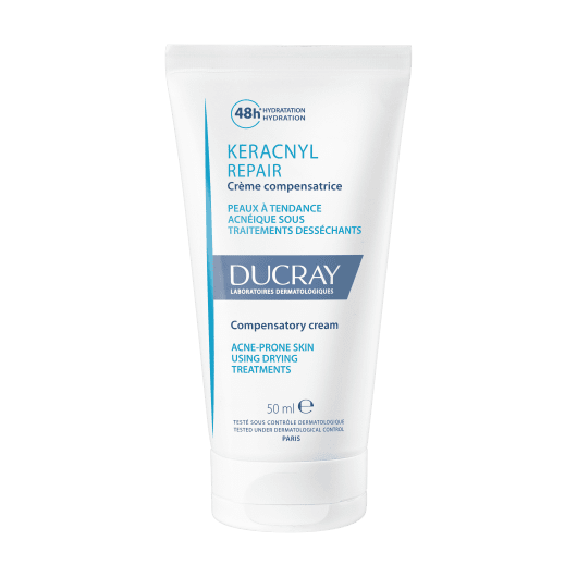 DUCRAY KERACNYL REPAIR drėkinamasis raminamasis į aknę linkusios odos kremas. 50 ml