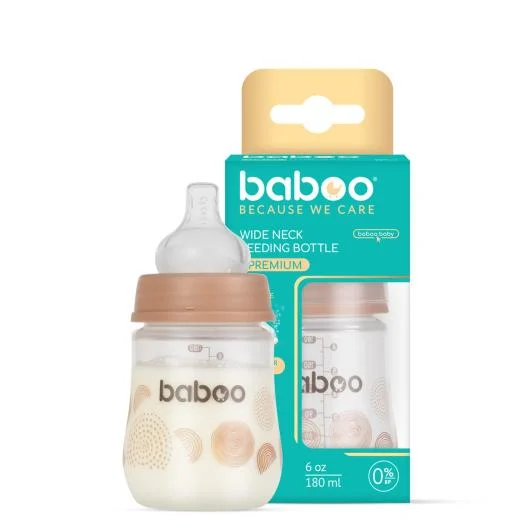 Baboo antikolinis buteliukas plataus kaklelio, 180 ml, 0+ mėn., Au Naturale