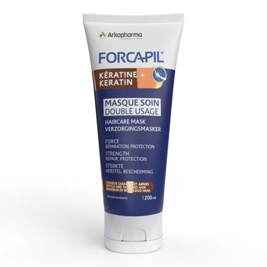 FORCAPIL KERATIN+ HAIRCARE MASK- dvejopo naudojimo plaukų priežiūros kaukė silpniems ir pažeistiems plaukams, 200 ML