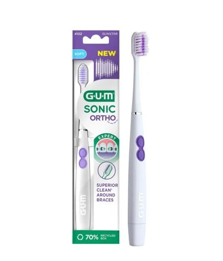 GUM SONIC ORTHO elektrinis dantų šepetėlis su baterija
