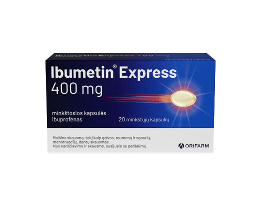 IBUMETIN EXPRESS 400 mg kapsulės, N20 