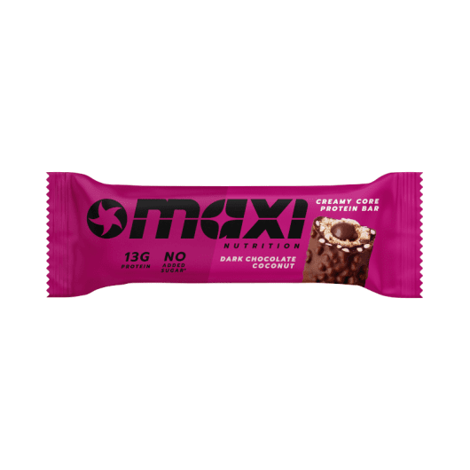 MAXINUTRITION baltyminis batonėlis Creamy Core su juoduoju šolkoladu ir kokosu 45 g