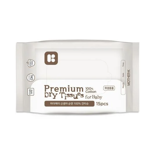 Mother-K PREMIUM klasės Sausos Servetėlės, Medvilnė, 15 vnt.