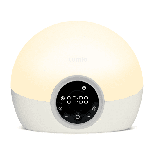 LUMIE Bodyclock Spark 100 šviesos žadintuvas su 30 min. saulėtekiu, pritemstančiu ekranu ir garso signalu