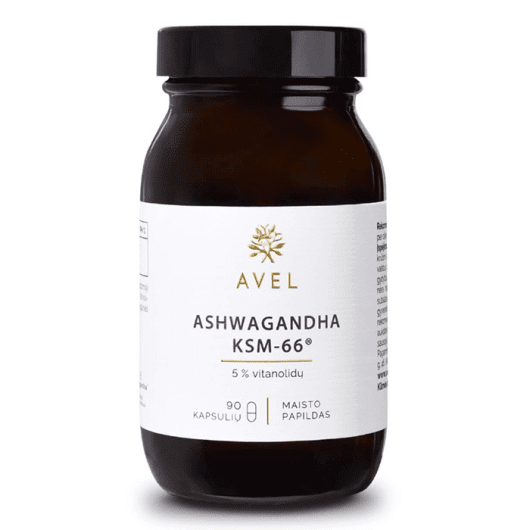 AVEL Ashwagandha KSM-66®, 5% vitanolidų, 90 kapsulių