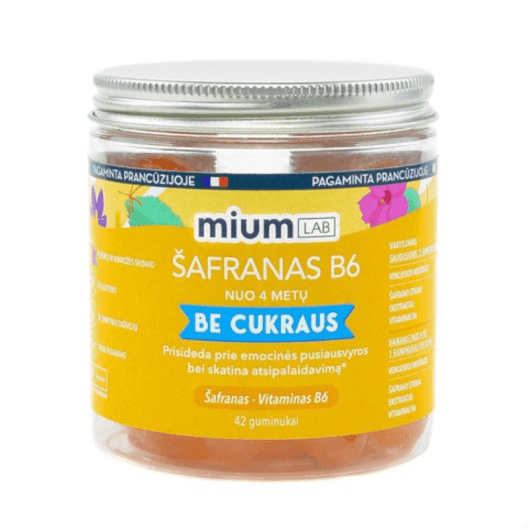 MIUM Lab Maisto papildas ŠAFRANAS B6. Be cukraus. Guminukai , N42