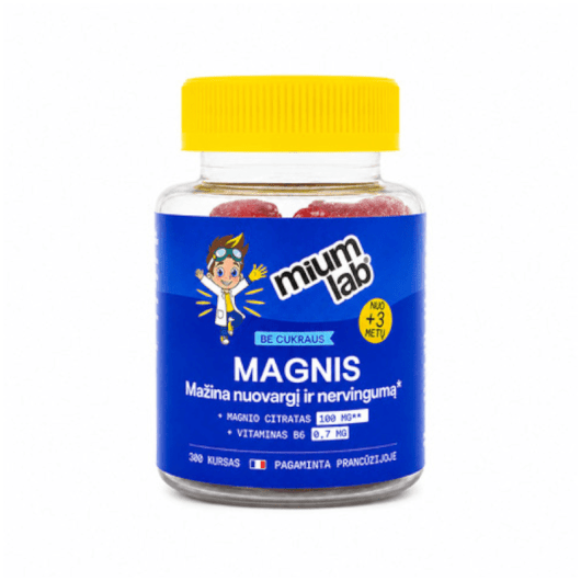 MIUM Lab Maisto papildai KIDS MAGNIS. Be cukraus. Guminukai, N30