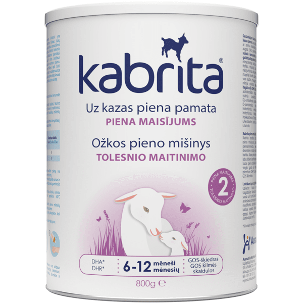 KABRITA 2 ožkos pieno mišinys, 6–12 mėn., 800 g