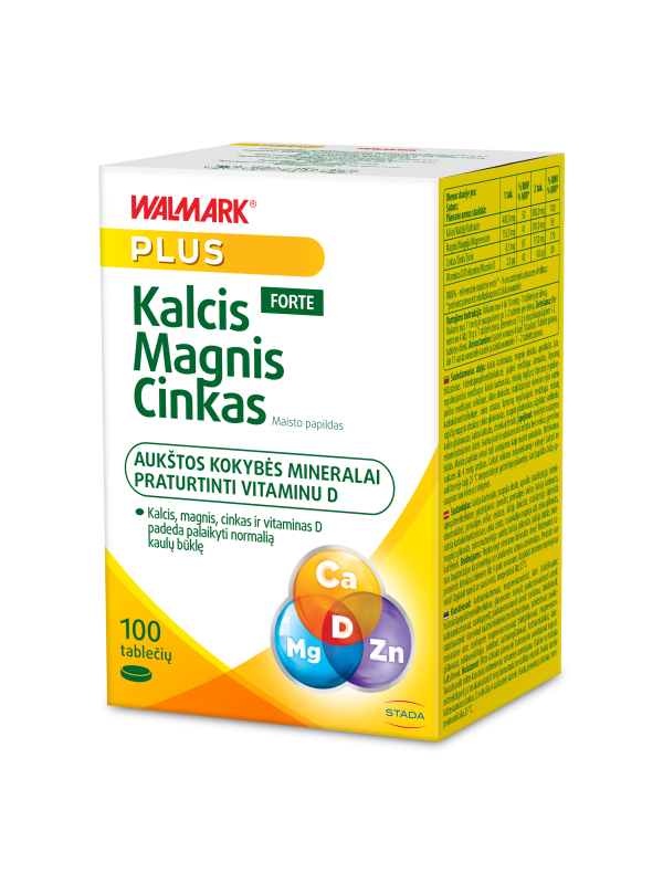 WALMARK Kalcis-Magnis-Cinkas FORTE su vitaminu D tabletės N100