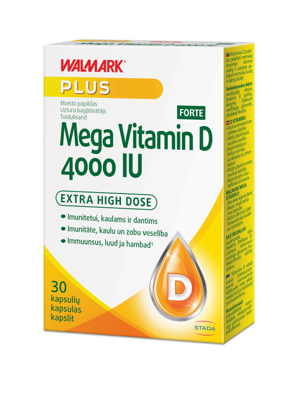 WALMARK MEGA VITAMIN D 4000 IU FORTE kapsulės N30