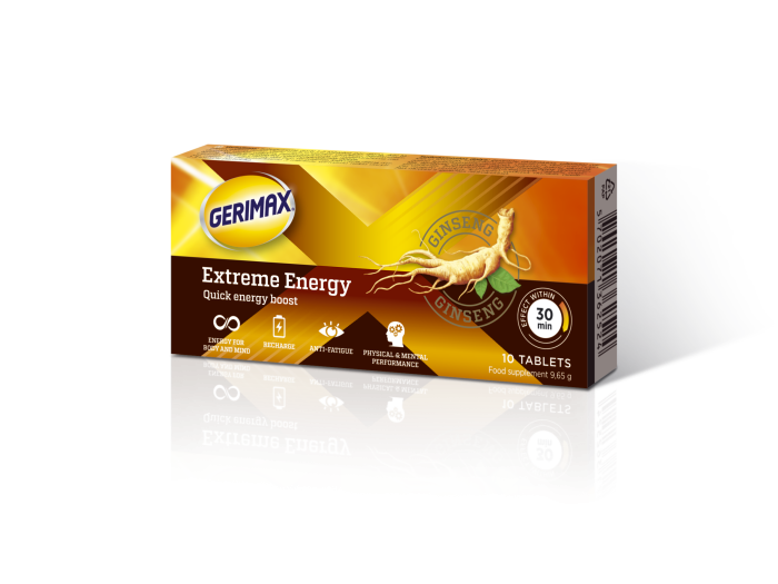 GERIMAX tabletės EXTREME ENERGY N10