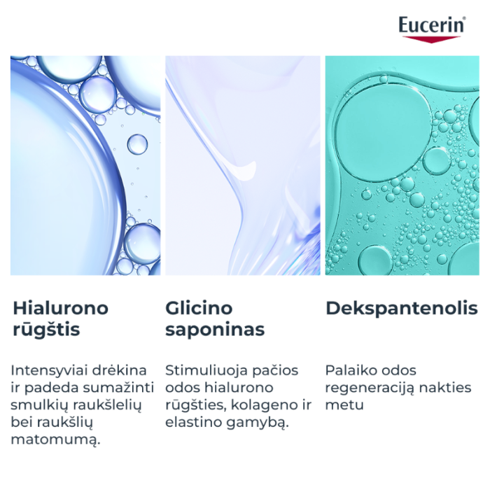 EUCERIN Hyaluron Filler 3x Effect stangrinamasis naktinis veido kremas su hialurono rūgštimi, 50 ml