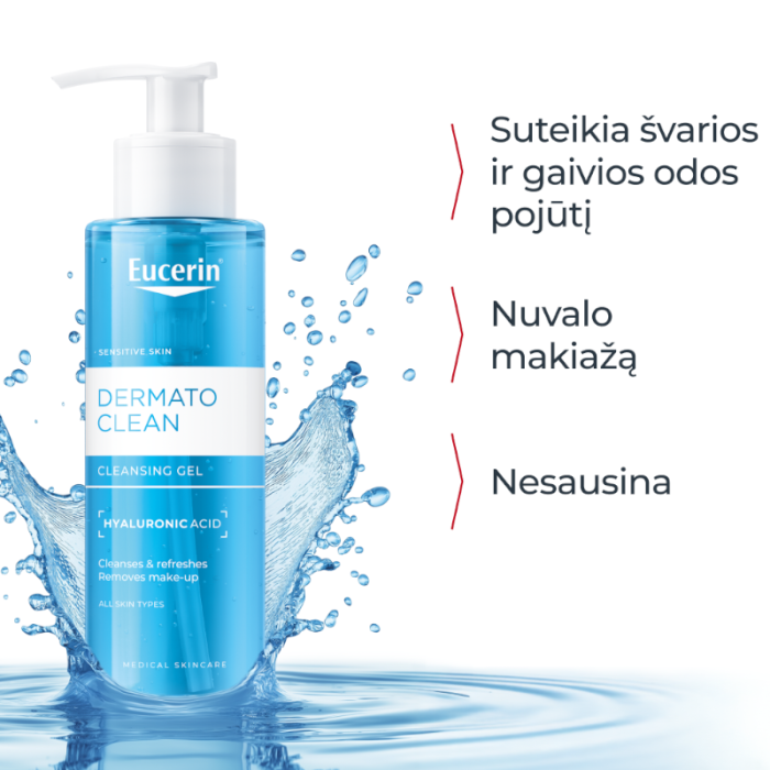 EUCERIN Dermatoclean prausimosi gelis visų tipų veido odai, 200ml