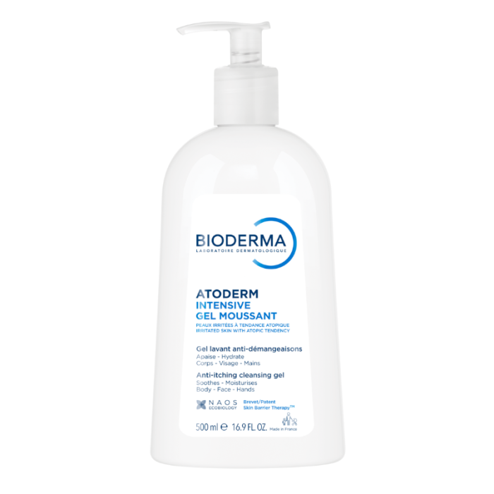 BIODERMA švelnus gelinis prausiklis labai sausai ir atopiškai odai ATODERM INTENSIVE GEL MOUSSANT, 500 ml