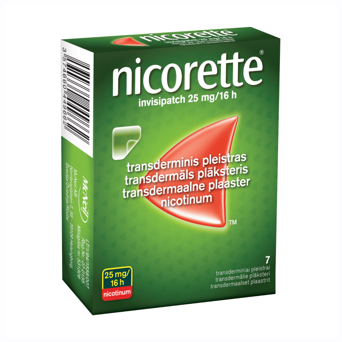 Nicorette Invisipatch 25 mg/16 h transderminis pleistras N7