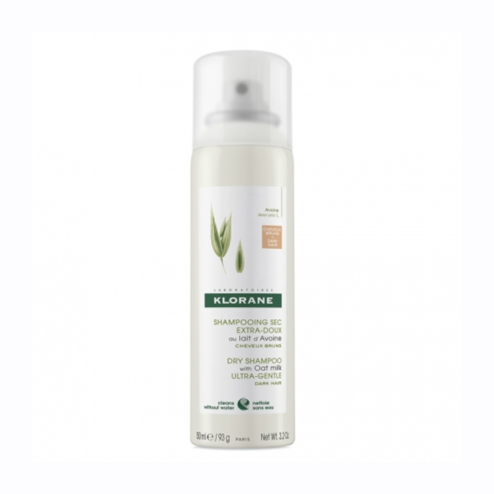 Klorane sausas šampūnas visų tipų plaukams su avižų pieneliu, rudiems/tamsiems plaukams, Dry shampoo OAT 150 ml