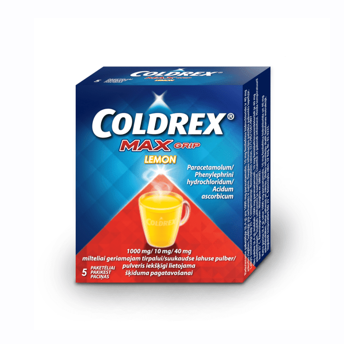 Coldrex Maxgrip Lemon 1000 mg/10 mg/40 mg milteliai geriamajam tirpalui N5