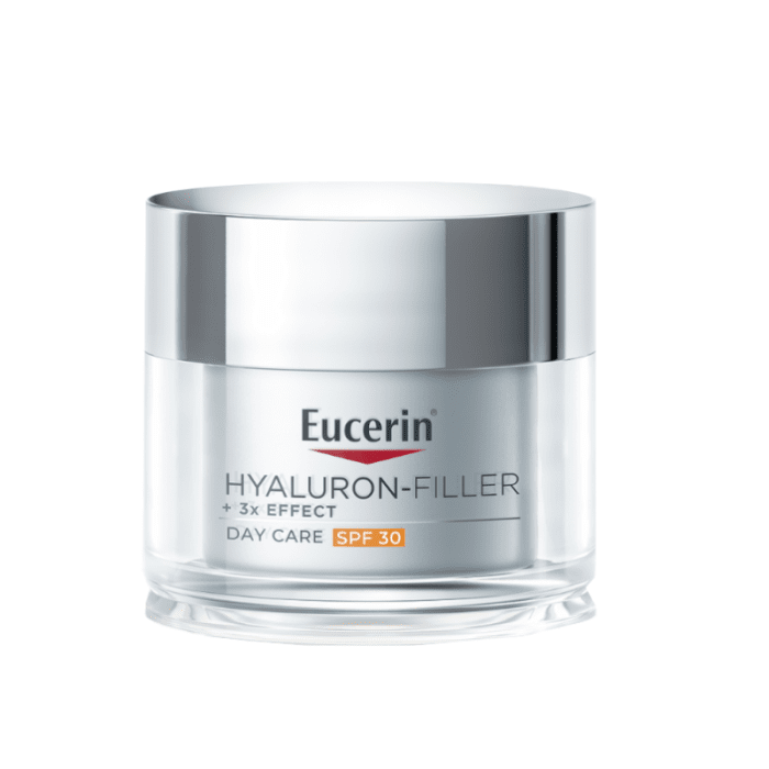 EUCERIN Hyaluron-Filler +3x Effect dieninis veido kremas SPF 30 visų tipų odai su hialurono rūgštimi, 50 ml