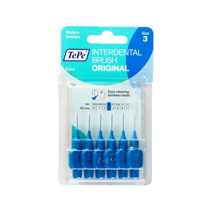 TePe žydri tarpdančių šepetėliai G2, 0,6 mm, N6
