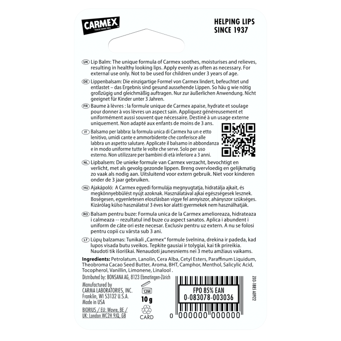 CARMEX lūpų balzamas Tube Classic 10 g