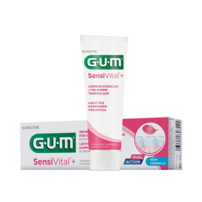 GUM dantų pasta SENSIVITAL+ , švelnaus mėtų skonio, 75 ml