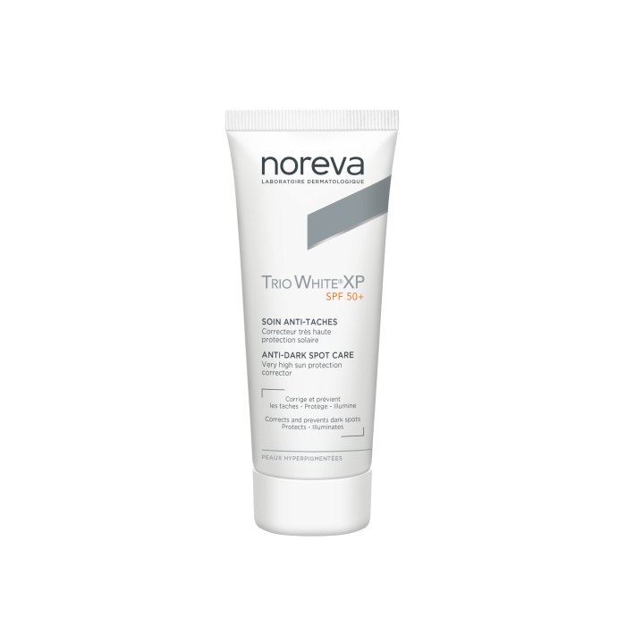 NOREVA pigmentines dėmes šalinantis apsauginis kremas nuo saulės TRIO WHITE XP, SPF 50+, 40 ml