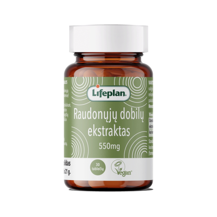 LIFEPLAN Raudonųjų dobilų ekstraktas 550 mg, kapsulės, N30