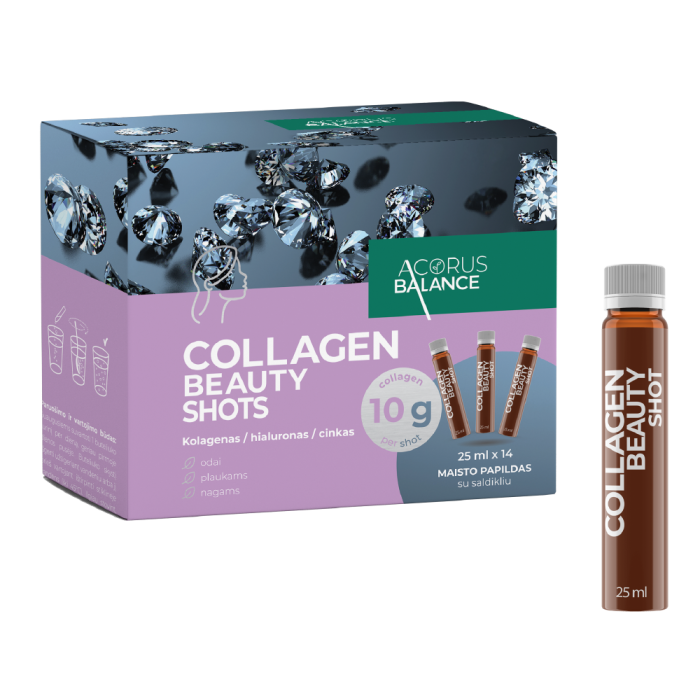ACORUS BALANCE kolagenas odai, plaukams, nagams COLLAGEN BEAUTY SHOTS, 14 vnt. x 25 ml